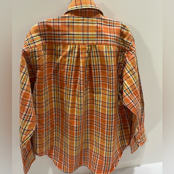 Ralph Lauren Boys Size 5 Button Down Shirt Orange Yellow Plaid Long Sleeve Pony - Picture 5 of 7